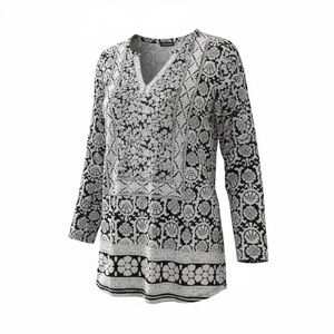 Lucky Brand Black and Cream Floral Tunic Womens 1X